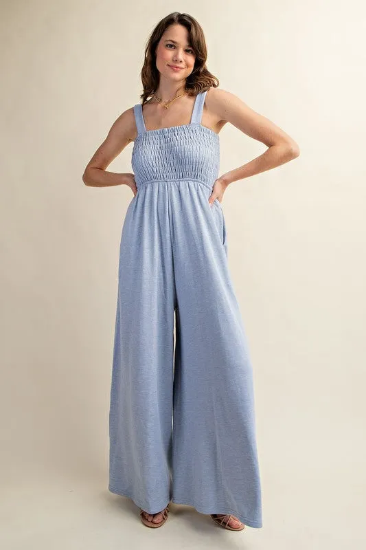 Leggy Luxe Smocked Wide Leg Jumpsuit